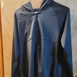 Black Hooded Jacket with Zipper Pockets